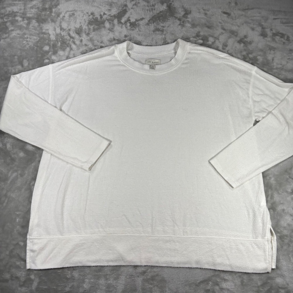 Lucky Brand Mens White Long Sleeve Crew Neck Sweater 7WC7008 Size Large
